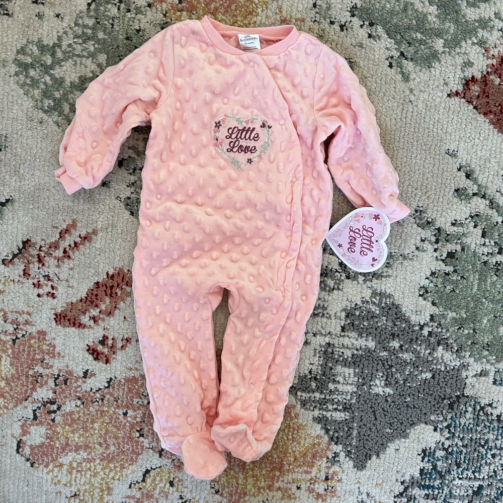 New Little Beginnings ‘Little Love’ Girl Soft Luxury snap footies sleep &Play